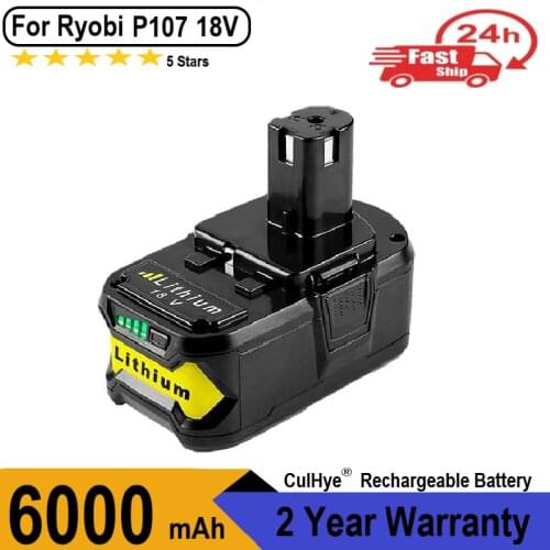 Culhye 5500mAh 18V Replacement Cordless Drill Power Tool Battery for Ryobi 18V Lithium Battery P108 P102 P507 P190 P164 P194-2
