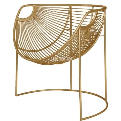 Metal Frame Iron Leisure Chair Modern Simple Creative Iron Chair Household Living Room Lazy Single Study Balcony Golden Chair