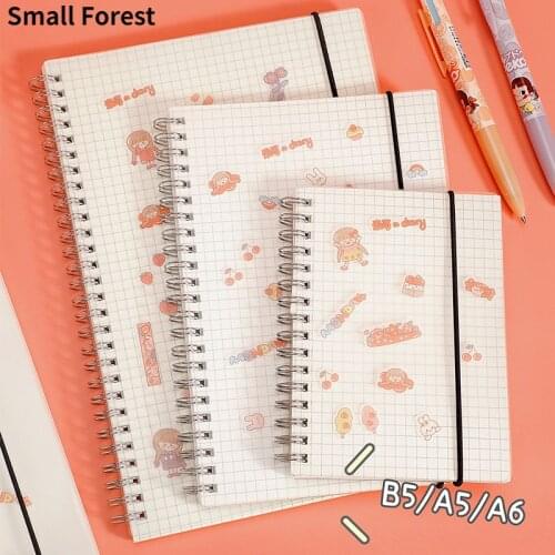 Notebook Spiral Sketchbook Graffiti Notebook for School Supplies Size A5&A6 160 Pages Coil Notebook Grid Blank Page Cute Planner