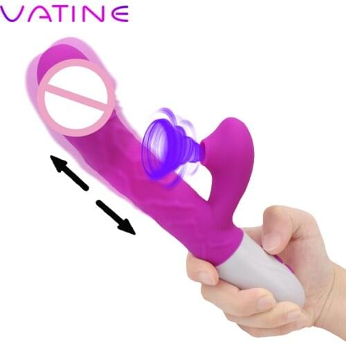 VATINE Rabbit Vibrator Heating Clitoris Sucking Telescopic Rotating Dildo Vagina G Spot Stimulate Vibrators Sex Toys For Women
