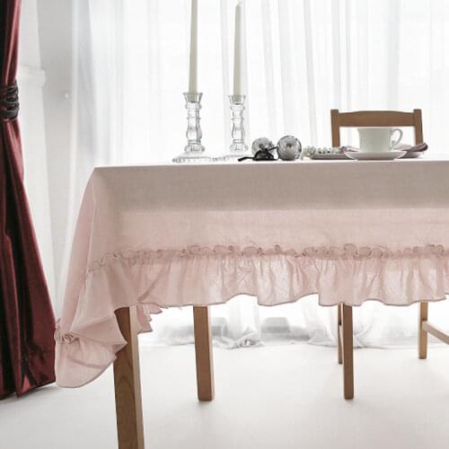 Vintage Flounce 100% Pure Linen Table Cloth Tablecloths Universal Dust Cover Coffee Table Towel Customer Tablecloth