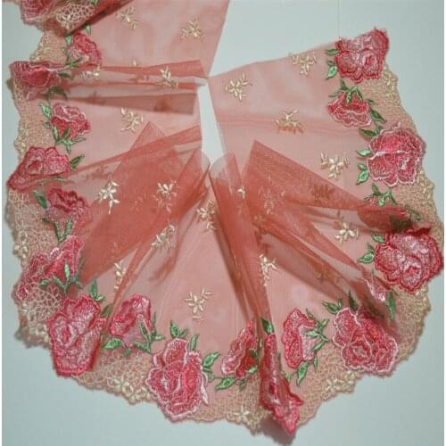 10Meters 15cm Width Vintage Embroidered Lace Edge Trim Flowers Fabric Ribbon Wedding Applique DIY Bra Underwear Sewing Craft