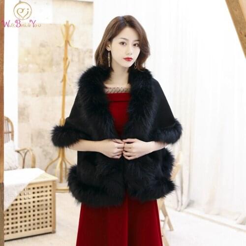 Walk Beside You Black Faux Fur Coat 2020 Winter Wedding Bolero Wrap New Bridal Shawl women mariage robe de ceremonie femme pour
