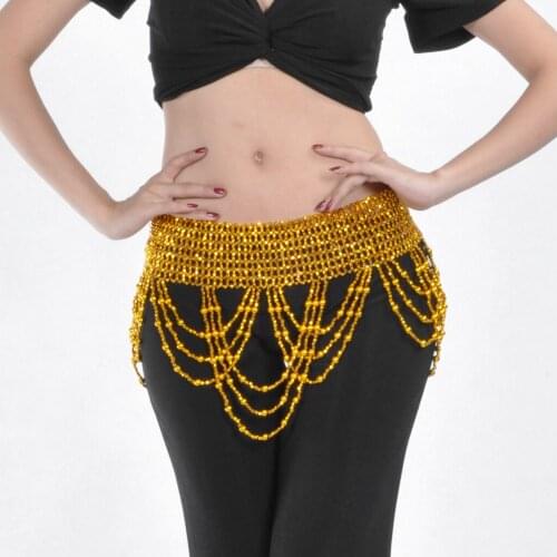Women Crystal Rhinestone Tassel Belly Dance Waist Hip Chain Belt Costume