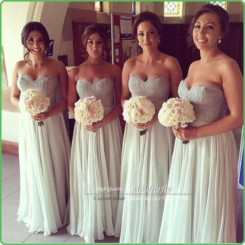 Elegant Vestidos de novia Sweetehart Beaded Lace Top Mint Green Sexy Long Bridesmaid Dresses Pink Chiffon Wedding Party Dress