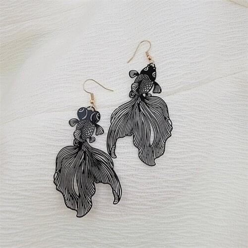 12 pair /lot jewelry fashion jewelry thin metal red black goldfish earrings for women