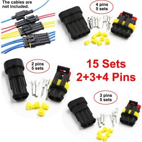 2+3+4 Pins Car Auto Sealed Waterproof Electrical Wire Connector Plug 15 Kits New