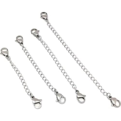 2Pcs Stainless Steel 304 Lobster Clasp + Tail Chain Extended Chain Bags Accessories DIY Jewelry