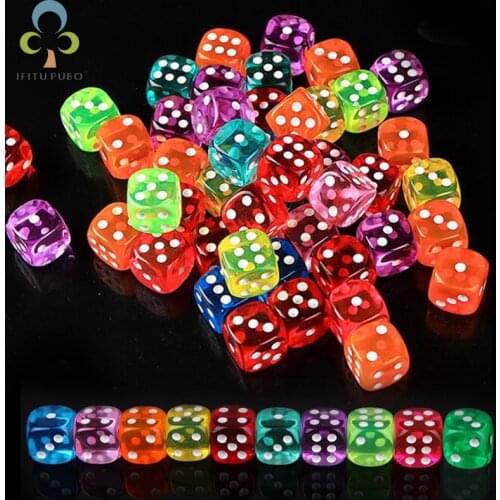 30PCS 6 Sided Portable Table Games Dice 14MM Acrylic Round Corner Board Game Dice Party Gambling Game Cubes Digital Dices GYH
