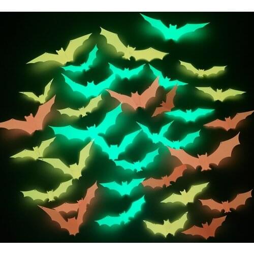 3D Luminous Bat Wall Stickers Halloween Day Festival Party Decoration Flag Diy Room Decor Wallstickers Glow In The Dark Art