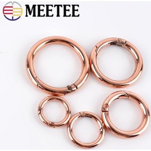 5/10pcs 11-37mm Rose Gold Metal Spring Gate O Ring Buckles Openable Keyring Hook Leather Craft DIY Bags Clip Trigger Accessory