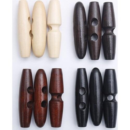 5PCs 3/4/5/6cm Natural Wood Horn Big Wooden Buttons Sewing Diy Crafts Scrapbooking For Clothes Overcoat Handmade Oval Button