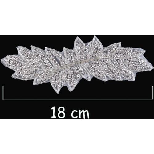 5pcs/lot)Sew On Flower Crystal Diamond Rhinestone Appliques Patch Hot Fix Beaded Sequin Trim For Girl Wedding/Bridal Dress