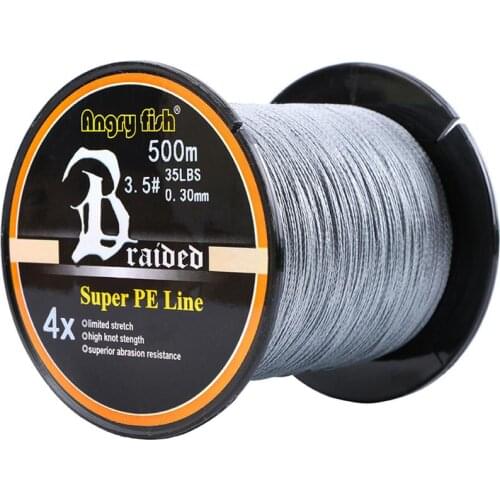 Angryfish 4 Strands Braided 547YDS 500m Fishing Line Durable PE Fishing Thread Smooth Weaves Braided Fish Line Gray