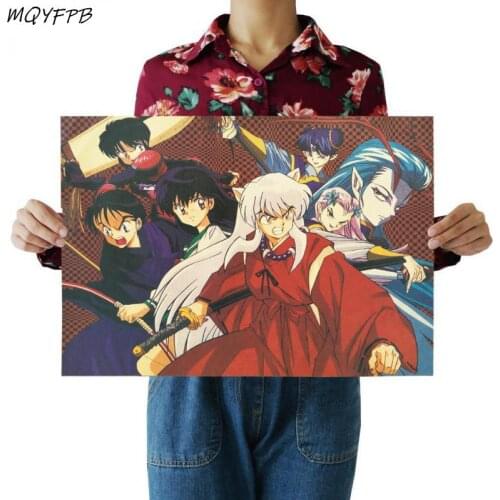 Anime Lnuyasha Kraft Paper Poster Wall Sticker Home Decoration Picture Core Gift 50.5x35cm
