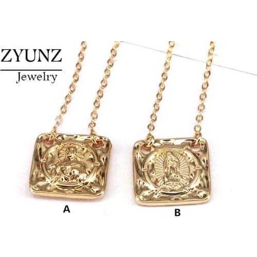 10PCS, 14mm/17mm High Quality Gold Color Virgin Mary Necklace For Women Pendant Necklace Jewelry Gift