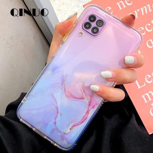 Glitter Gradient Marble Case For Huawei P40 Pro Plus P30 Lite Nova 4E 7i 6SE 6 SE P Smart 2020 Transparent Full Cover Soft Cases