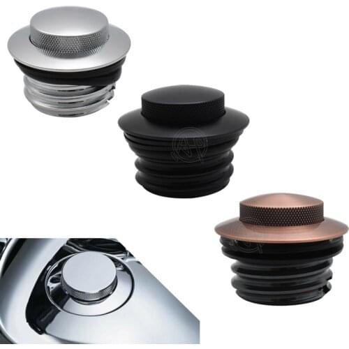Black/Chrome Aluminum Motorcycle Flush Pop Up Reservoir Gas Cap Vented Fuel Tank Right-hand Thread For Harley Bikes