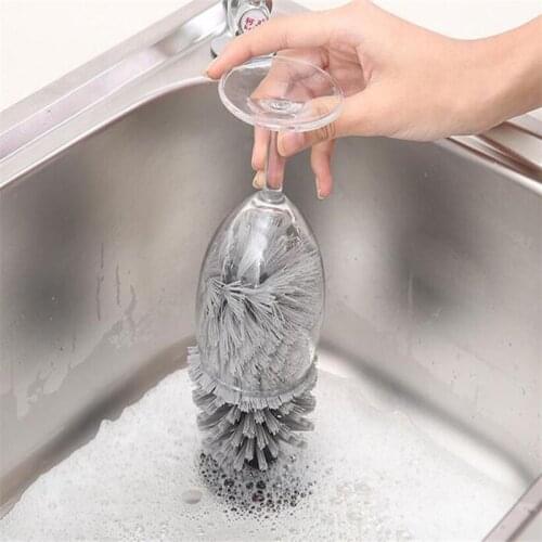 Kitchen Cleaning Brush Bottles Sink Suction Cleaning Brush Cups Goblet Mugs Cleaner Strong Suction Lazy Use Clean Brush for Cup
