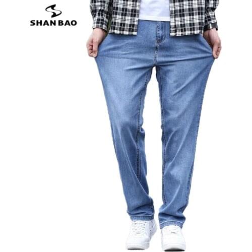 High-quality lightweight straight loose mens cotton stretch denim jeans 2021 spring and summer brand youth fashion thin jeans