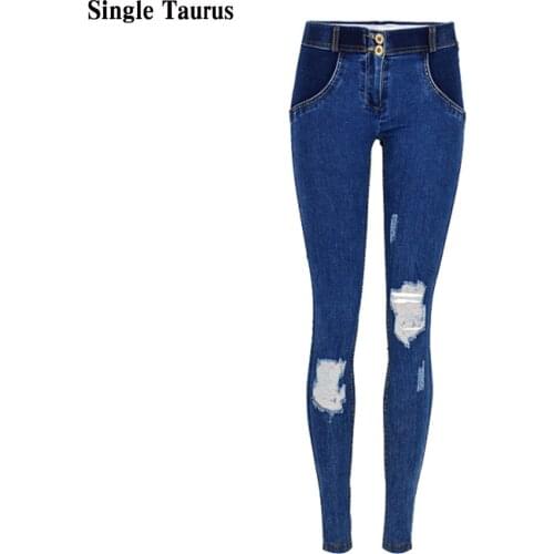 Stretch Denim Pants Stitching Low Waist Push Up Tights Leggings Gym Fitness Casual High Street Bodycon Mujer Pantalones Trousers