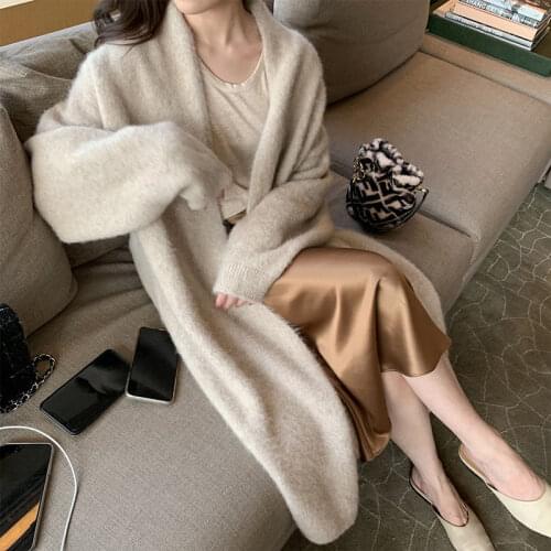 Elegant Woman Cashmere Sweater thick long warm Cardigan Women Winter Coat Knitted Fashion Sweaters Cardigan