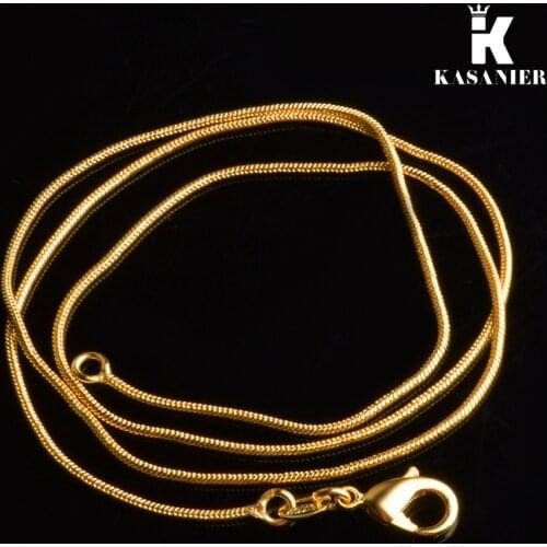 KASANIER Classic 1MM lobster clasps gold snake chain 16-30 inches for men women yellow gold necklace