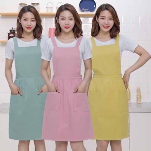 Korean fashion literary apron home ladies kitchen waist floral artist apron overalls custom LOGO printing