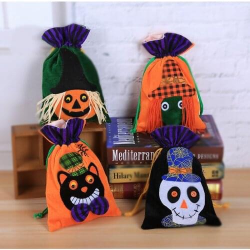 Halloween Candy Drawstring Bag Creative Lovely Prop Kids Children Storage Sweet Jar Box for Party House Decors Pumpkin Witch