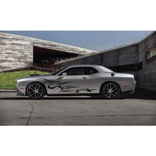 For 2Pcs Flames Classic Side Graphic Decal Sticker Van Truck Vehicle Car Hot Rod Race styling