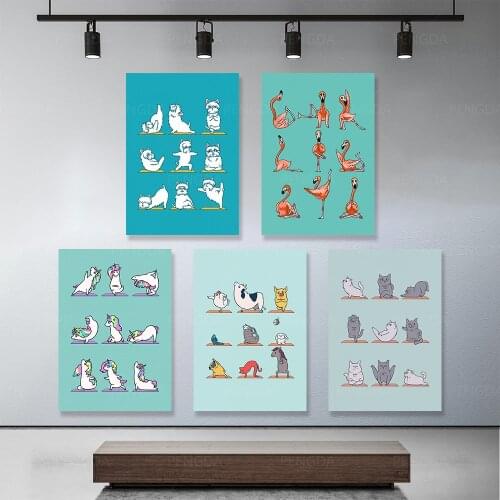 Wall Art Funny Animal Canvas Painting Cartoon Picture Print Minimalist Home Decor Nordic Poster Cuadros For Living Room Modular