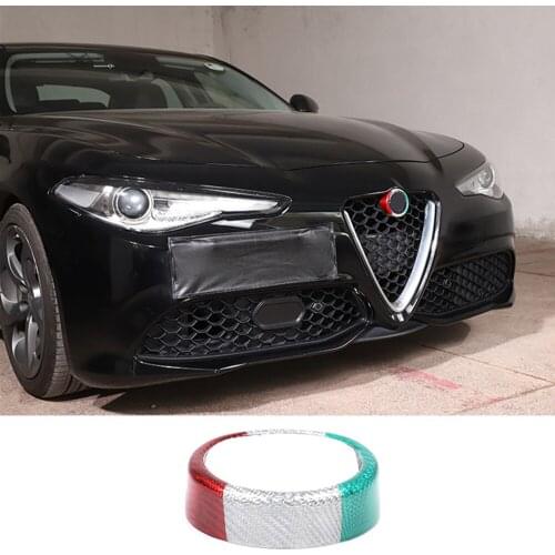 Real Carbon Fiber Front Car Logo Emblem Badge Ring Decorative Trim Fit for Alfa Romeo Giulia 2017 2018 2019 2020 Car Accessories