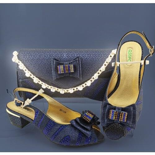 New Arrival Blue Color Italian Shoes with Matching Bags for Women Shoes and Bag Set African Sets 2018 Ladies Shoes and bag ZS-18