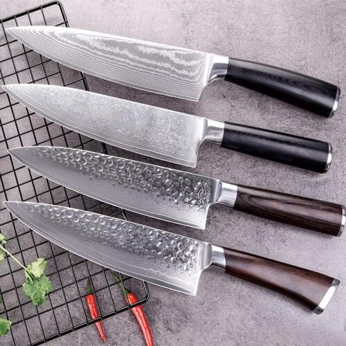 Damascus Steel Knives Kitchen Chef Knife 8" VG-10 67 Layers Stainless Steel Japanese Santoku Meat Slicing Vegetable Knives Tools