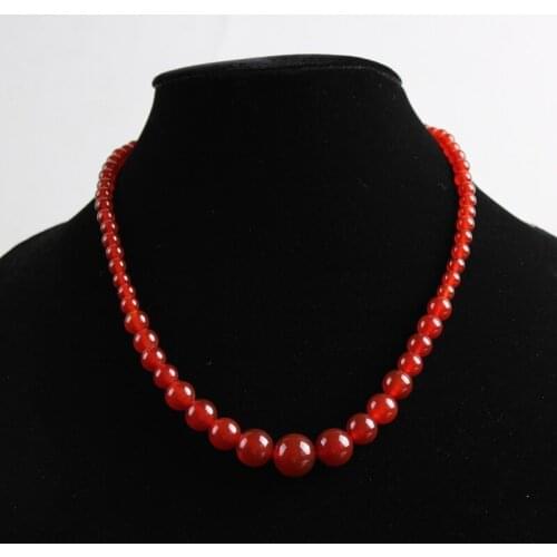 Agate Beaded Necklace Red Jade Necklace Womens Jewelry Lady Red Stone Jewelry