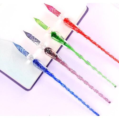 Handmade Luminous Glass Pen Dipped In Water Signature Pen Hand Account Decorative Painting Hand-Painted Strokes Stationery