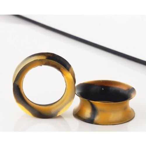 TIANCIFBYJS Silicone Double Flared Flesh Tunnels Ear Plugs Hollow Earring Stretching Piercing Expanders Gauges Mix 100/200pcs