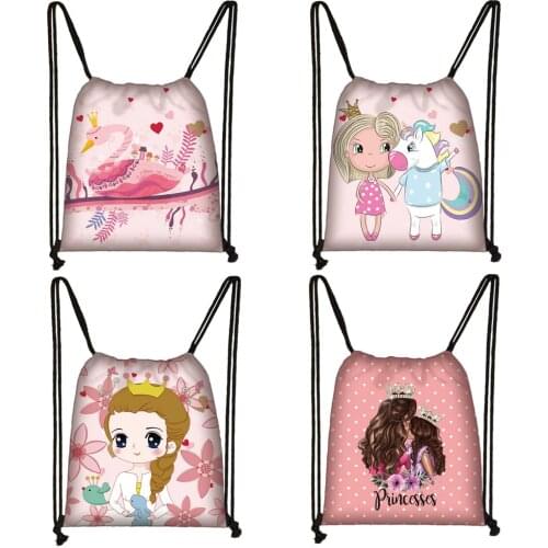 Cute Cartoon Princess / Mom Backpack Women Storage Travel Bag Teenager Kawaii Girls Bookbag Ladies Shopping Diaper Bag