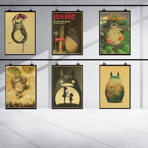 Vintage My Neighbor Totoro Miyazaki Hayao Anime Movie retro posters home decor kraft high quality poster classic wall paper