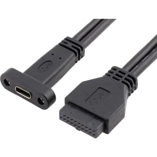 Rear Panel with USB 3.1 Type C Port, USB 3.0 USB3.0 20 Pin 20P female to USB-C USB3.1 type-c Female host PCI baffle Cable 50cm