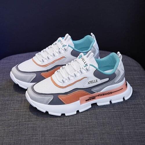 Woman Fashion Casual Shoes Chunky Sneakers Leather Platform Shoes Breathable Womens Casual Sports Shoes Vulcanized Shoes