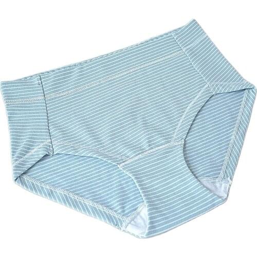RUIN LN M-3L Womens Cotton Panties Lingerie Mid-Rise Striped Briefs Ladies Underwear