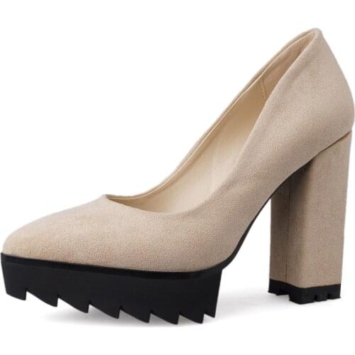 In the spring of 2019 new thick with high with waterproof table size size 32-42 shallow mouth joker single woman shoes