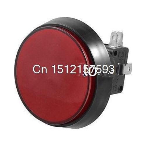 1pcs Big Red Cap Arcade Game AC 250V 15A 50mm Dia Red Yellow Blue Green White Micro Switch Circular Push Button MAX.D 60mm Lamp