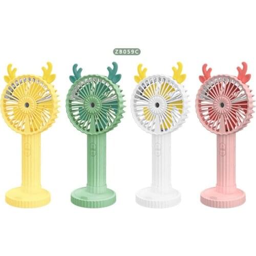 1pc Mini Antlers Fan Portable Fan Handheld USB Rechargeable Fan Appliances Desktop Air Spray Cooler Outdoor Random Color
