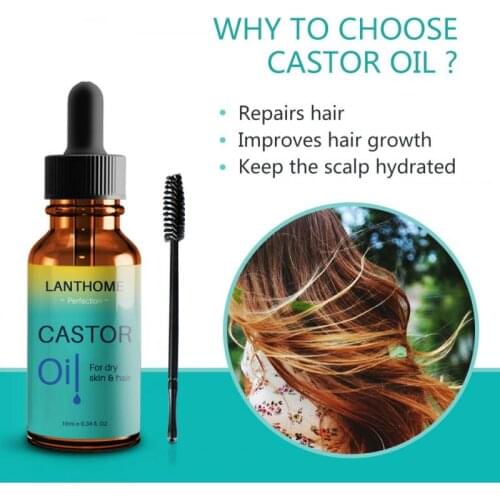 10ML Hair Eyebrow Eyelash Growth Liquid Castor Seed Oil Mild Maintenance Natural Nourishing Eyelash Growth Essential Oil Brush