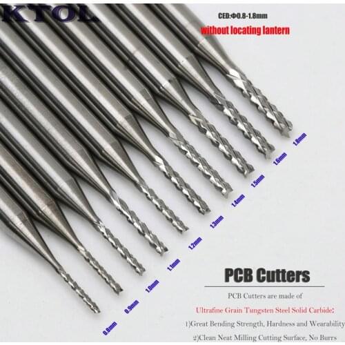 10pc 0.8-1.8MM CNC PCB Router Bit Tungsten Carbide Milling Cutter for Rotary Power Tool Drill Engraver Mini PCB End Mill Set