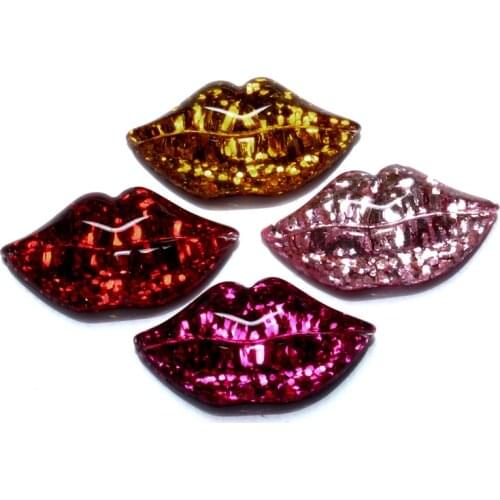 10Pcs Mixed Resin Bling Lips Decoration Crafts Beads Flatback Cabochon Scrapbooking For Embellishments Kawaii Diy Accessories