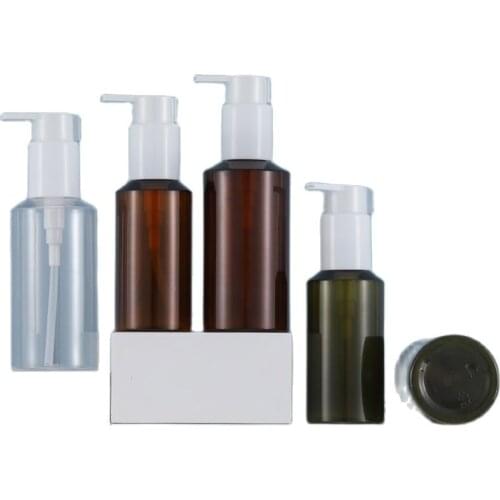 100ml GREEN/BROWN/CLEAR PLATIC PET BOTTLE white pump lotion/emulsion/serum/removal oil/foundation hyaluroni cosmetic packing