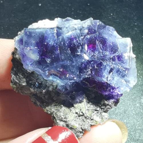 17.1gNatural rare purple fluorite cluster mineral specimen aura HEALING CRYSTAL QUARTZ GEM geology teaching home decoration